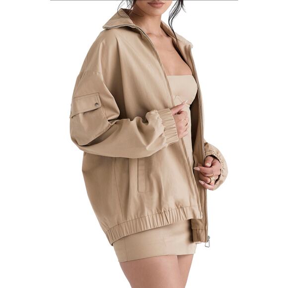 HOUSE OF CB Cami Oversize Track Utility Bomber Zip Jacket Size Small - Picture 1 of 10